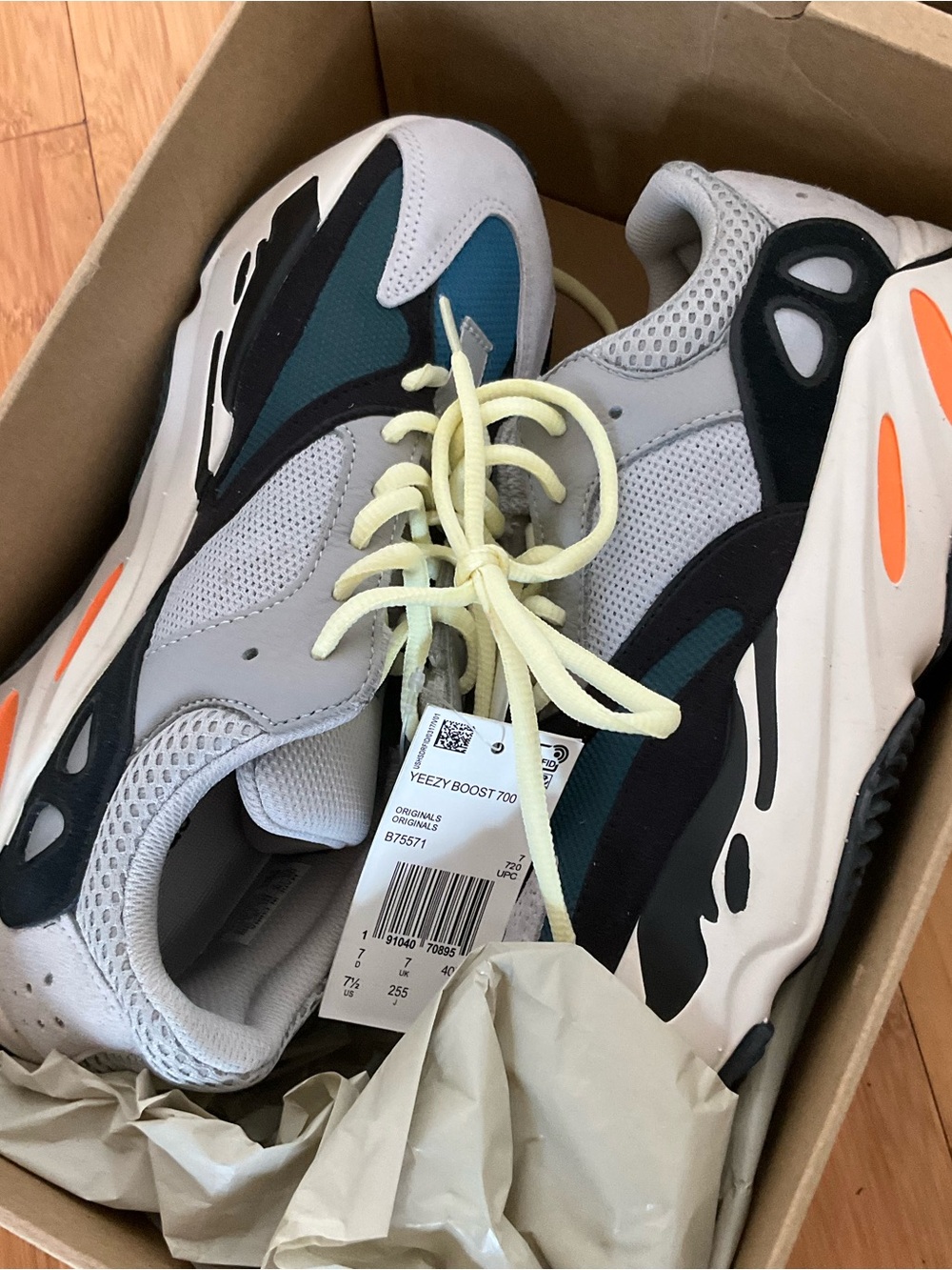 Yeezy Boost 700 Sneakers - Gray Teal with Pale Yellow Laces